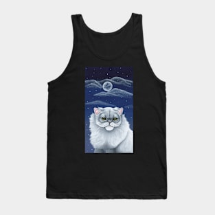 White Persian Cat Under the Moon Tank Top